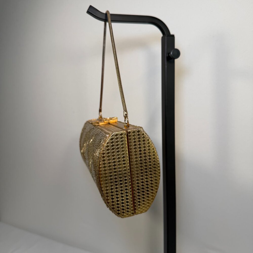 Vintage 50s Gold Beaded Minaudière Clutch Evening Bag Purse - Picture 4 of 16